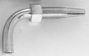 EMBOUT COUDE 90° pr TUYAU 8.4x2.1 - SORTIE diam. 6 lg 54 mm